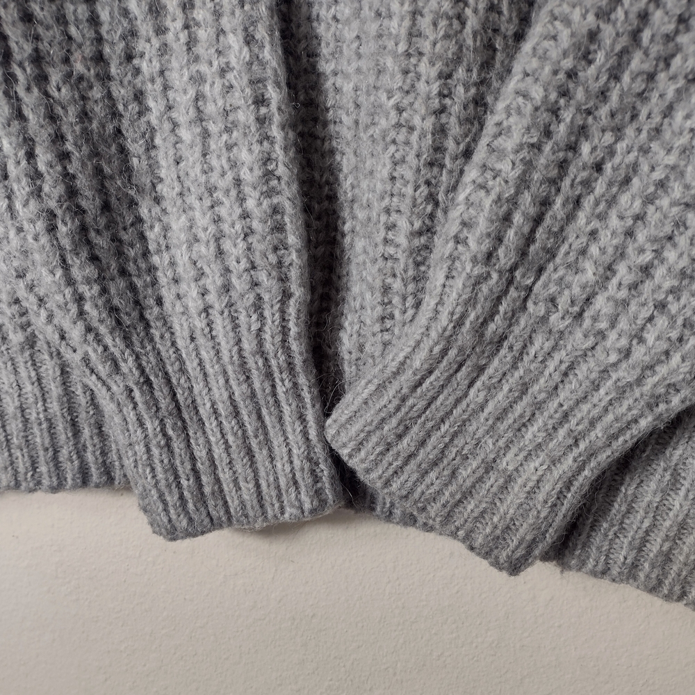 Zara Alpaca Wool Blend Chunky Knit Mockneck Sweater Light Gray Size S - Picture 7 of 14
